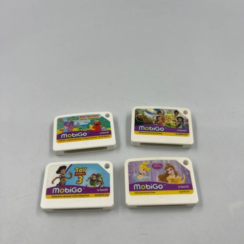 Lot of 4 VTech MobiGo Games Toy Story 3 Disney Princess Fairies Elmo & Abby